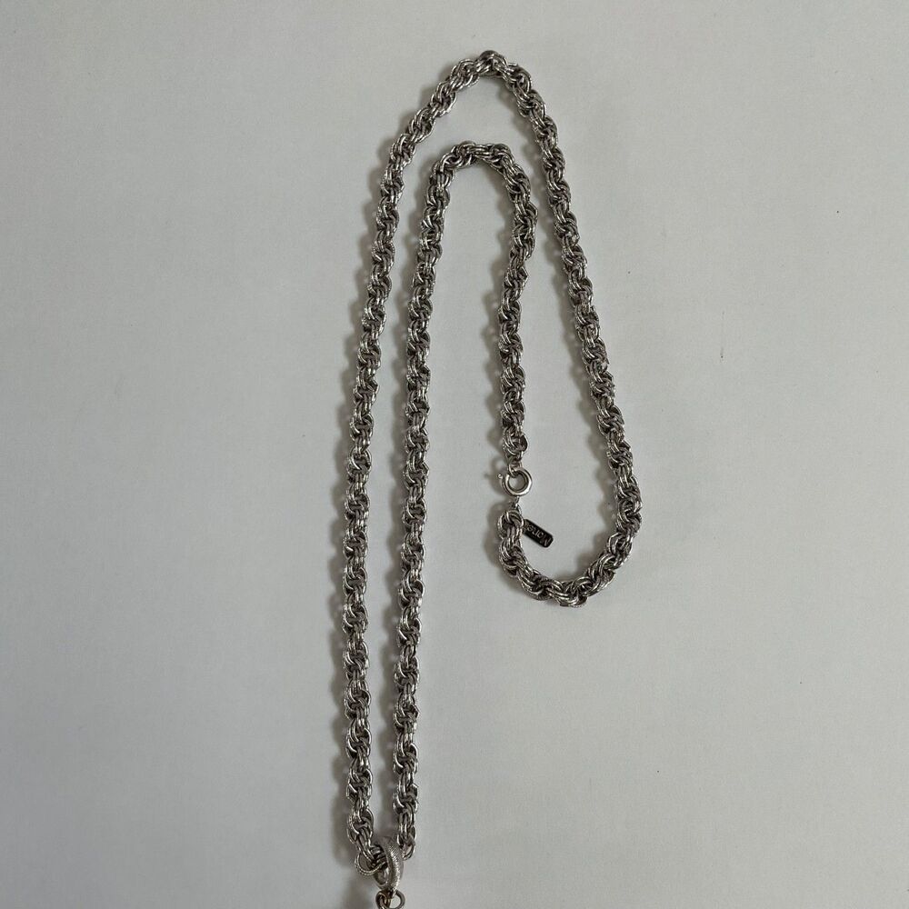 VTG Monet Bolero Silver Filigree Ball Tassel Necklace Rope Chain Book Piece MCM - Picture 7 of 12